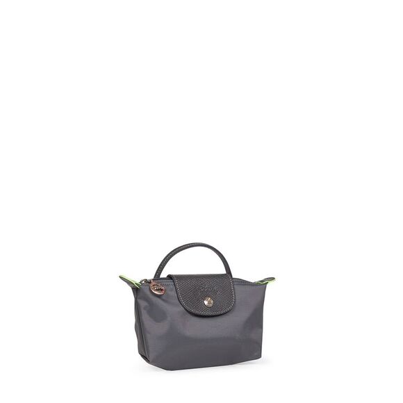 Longchamp Women Graphite Le Pliage Green Pouch With Handle<Br/> - Picture 2 of 3